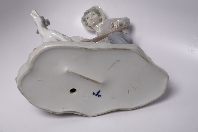 Lladro Boy with Wheelbarrow and Dog Figure 8.5