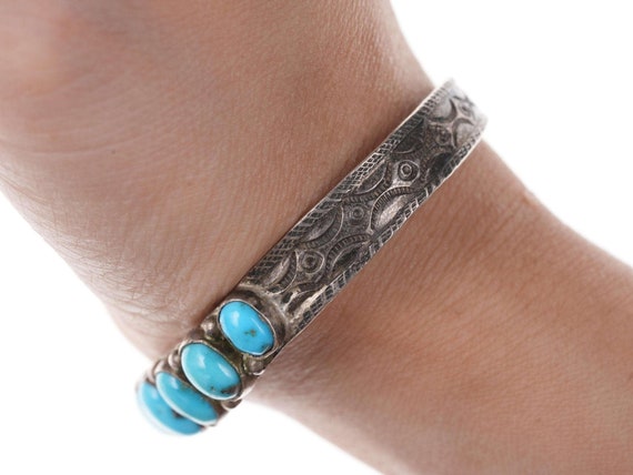 1930's Native American Sterling/turquoise heavy s… - image 3