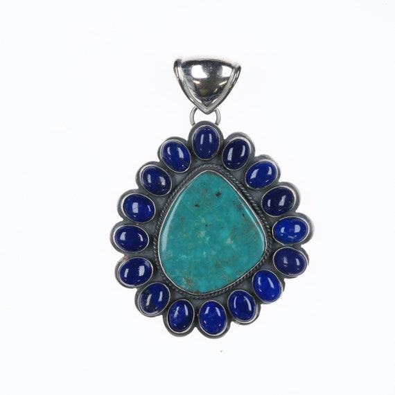 Large Gilbert Platero Navajo Sterling lapis, and … - image 1