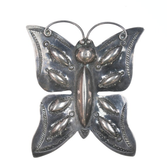 c1940's Navajo repousse silver butterfly pin
