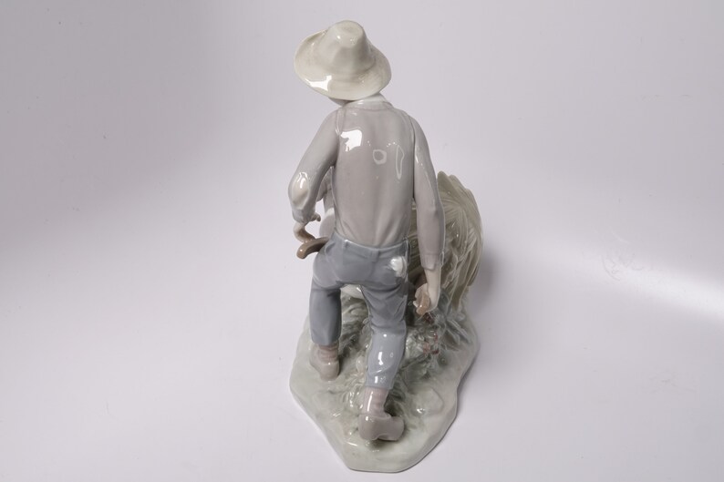 Lladro Boy with Wheelbarrow and Dog Figure 8.5