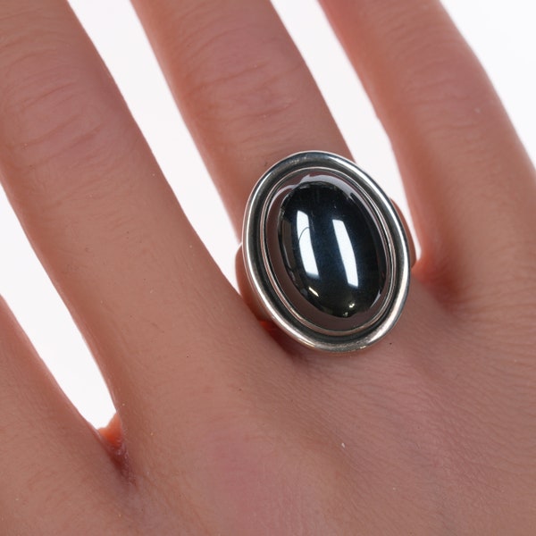 sz6 Harald Christian Nielsen for Georg Jensen Silver and Hematite ring 46A