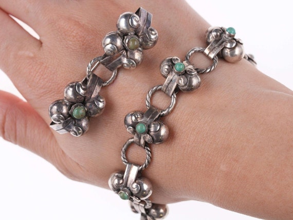 c1940's Mexican Art Deco Sterling and turquoise b… - image 1