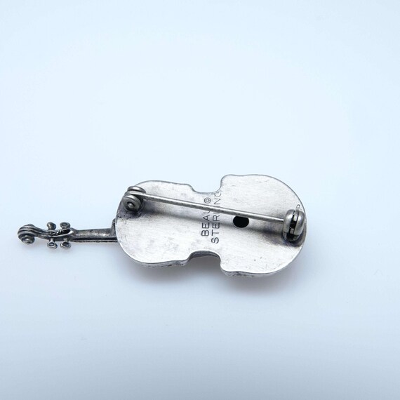 Vintage Beau Sterling Violin Brooch - image 2