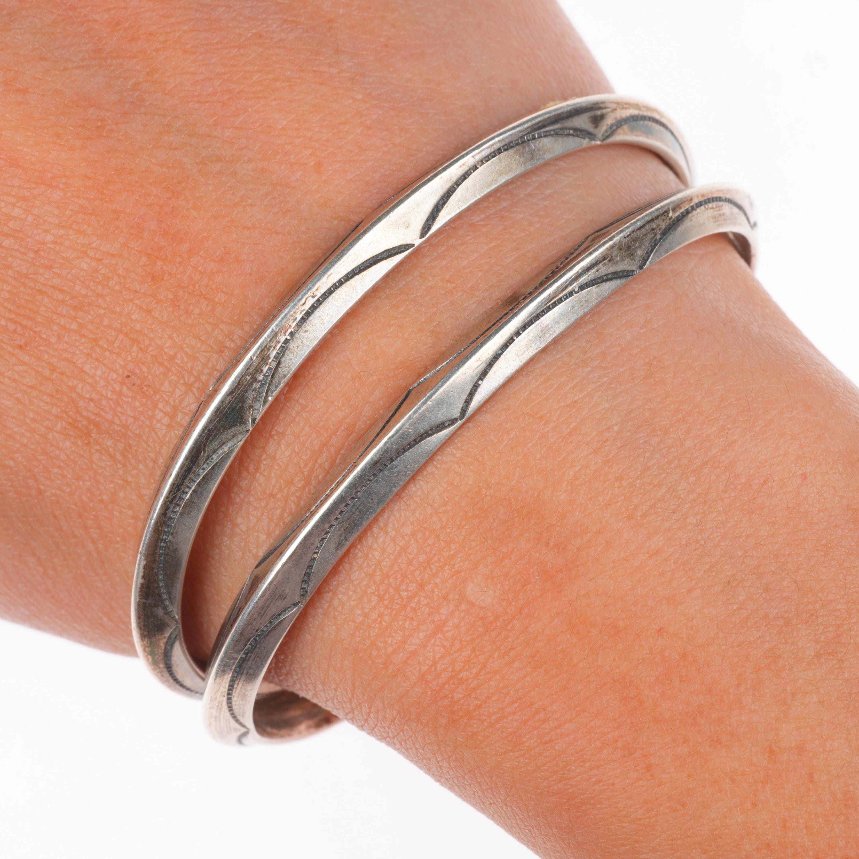 アクセサリー Navajo Wave Sterling Bangle 6.4