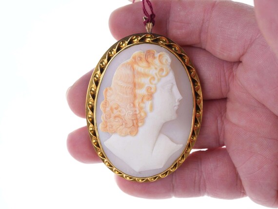 Large Antique 14k gold Shell Cameo b - image 2