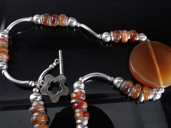 17.5" Sterling Silver and Agate bead Necklace - image 3