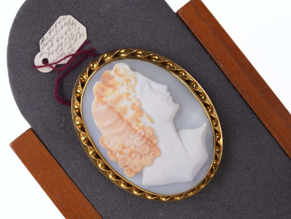 Large Antique 14k gold Shell Cameo b - image 1
