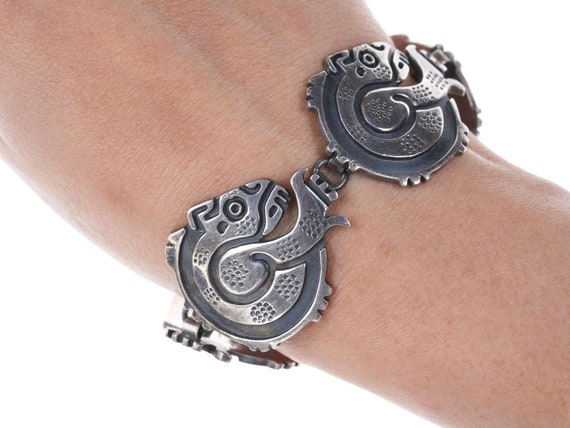 Hector Aguilar Taller Borda Sterling silver Aztec… - image 1