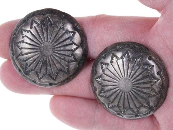 pr 30's-40's Navajo hand stamped silver buttons - image 1