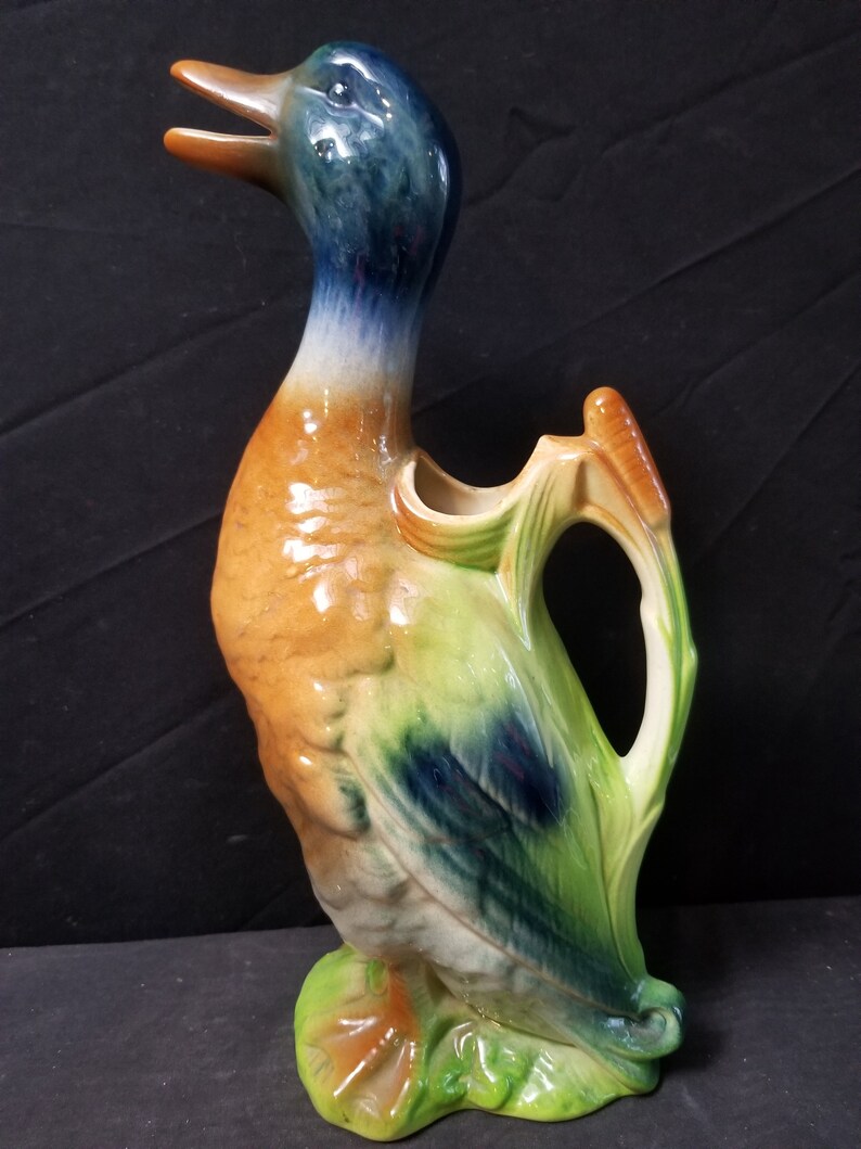 French Majolica Duck Pitcher 13 C.1920 St Clement - Etsy