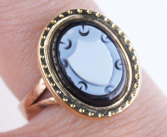 Sz4.5 Antique 14k gold cameo ring - image 1