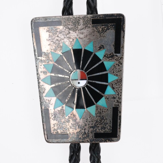 1970's Fred and Lolita Natachu Zuni Sterling Silver Inlaid