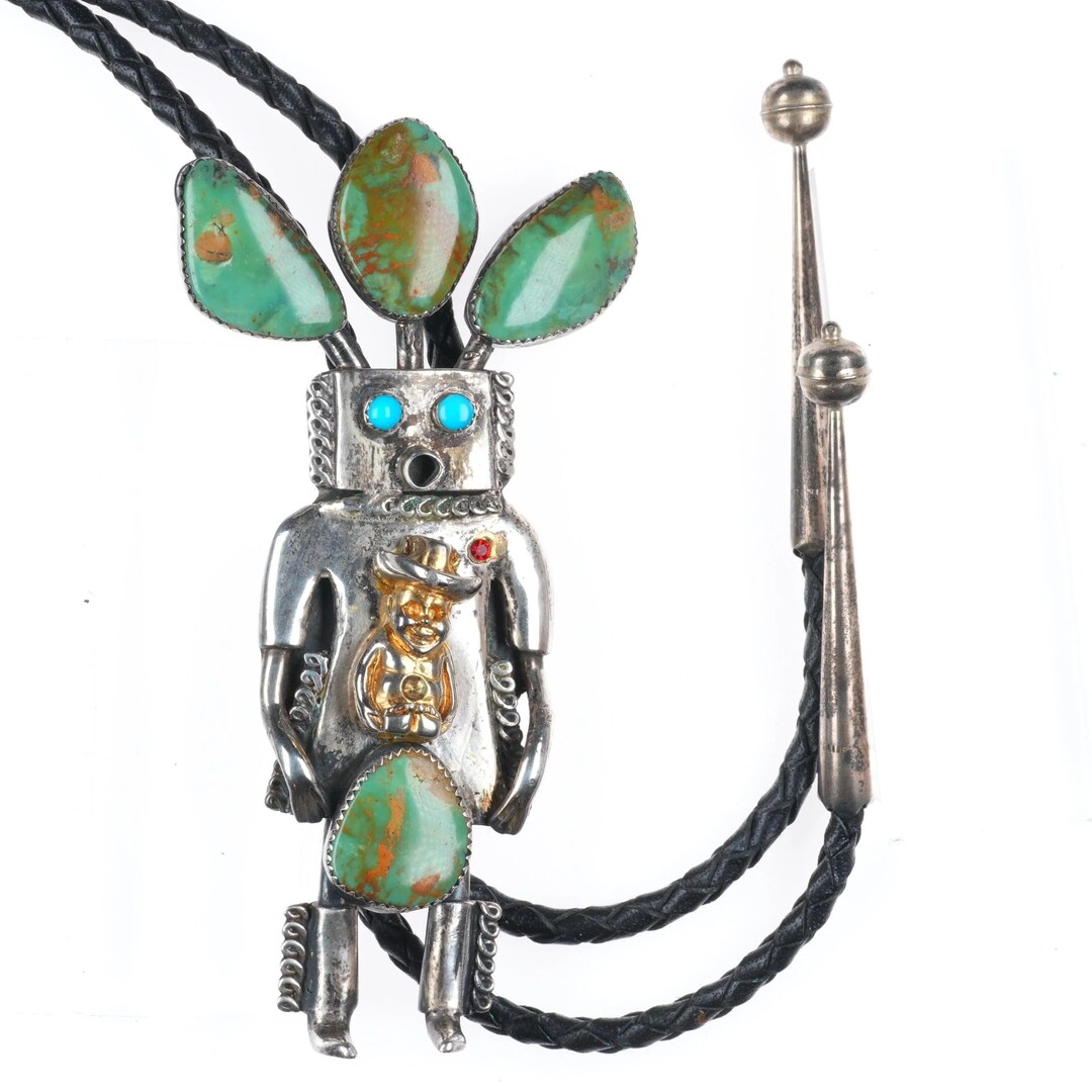 Vintage Navajo Sterling Silver Royston Turquoise Kachina Bolo Tie - Etsy