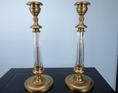 French Baccarat Bronze Dore Mounted Crystal Candlesticks