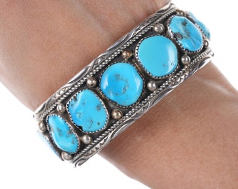 Vintage Navajo Sterling and turquoise bracelet j