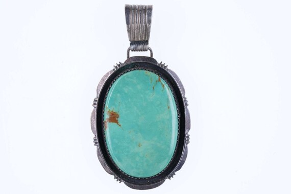 Vintage Navajo Sterling/turquoise pendant - image 1