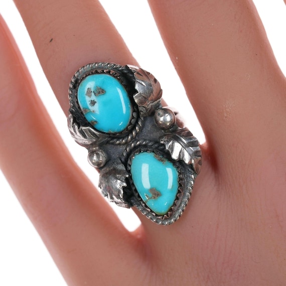 sz5.5 70's Navajo sterling and turquoise ring - image 1
