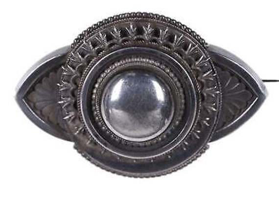 Victorian Sterling Mourning Brooch - image 1