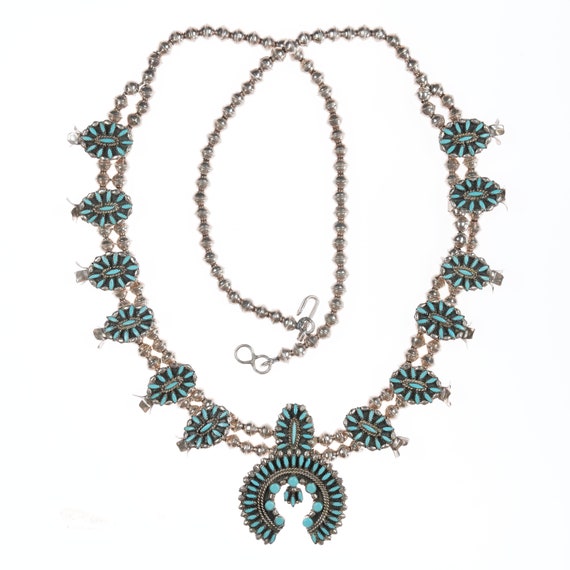 LP Zuni sterling and turquoise petit point squash… - image 1