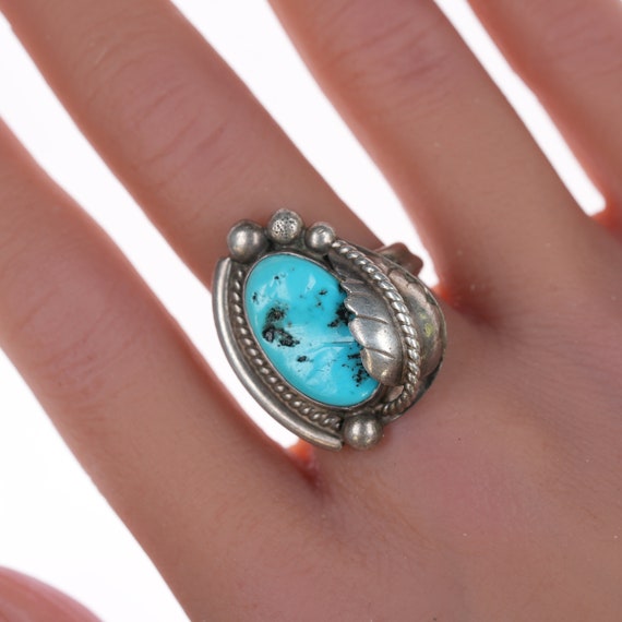 sz8 Vintage Native American silver and turquoise … - image 1