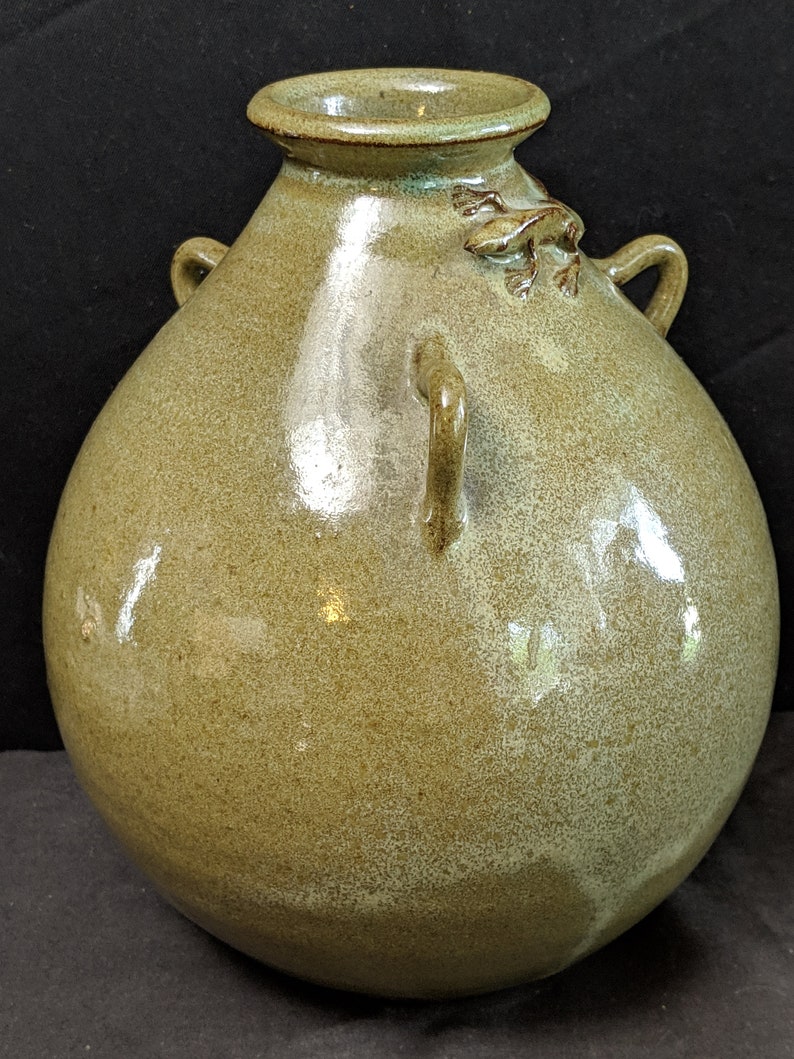 Don Bebout Texas Folk Pottery Vase With Lizard 6.5