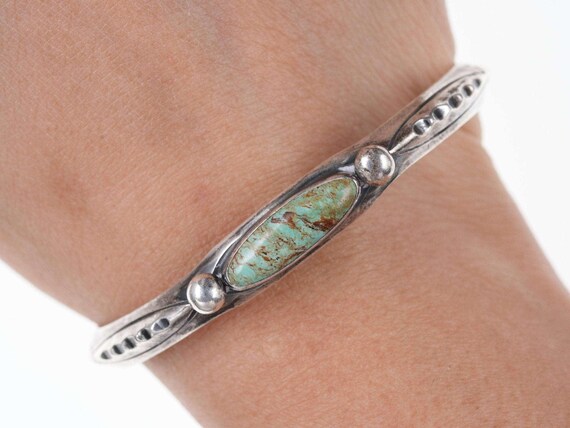 Precious Vintage Native American Zuni Blue Gem And Cerrillos Turquoise Sterling Silver Bracelet Precious Vintage Native American Zuni Blue Gem And Cerrillos Turquoise Sterling Silver Bracelet
