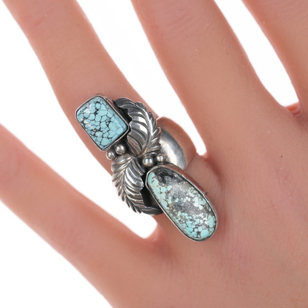 sz6.5 Adjustable S Dickens Native American sterling and turquoise ring