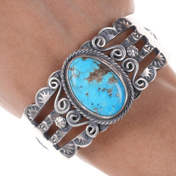 Robert Johnson Navajo Sterling silver turquoise bracelet