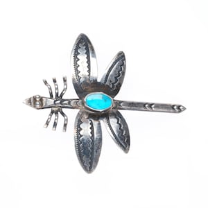 c1940&#39;s Navajo Sterling Silber Libellen Pin/Brosche mit Türkis