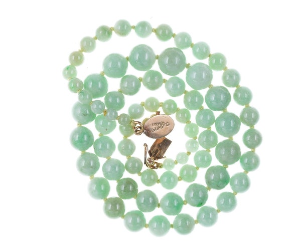 Vintage Gumps A Jadeite beaded necklace - image 1