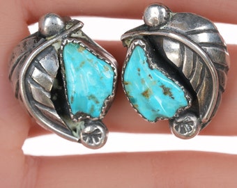 Felicita Eustace, Cochiti (1927-2016) Carved turquoise silver clip on earrings