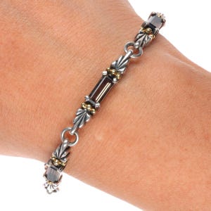 6.6&quot; Lagos Caviar 18k gold/Sterling smoky quartz link bracelet