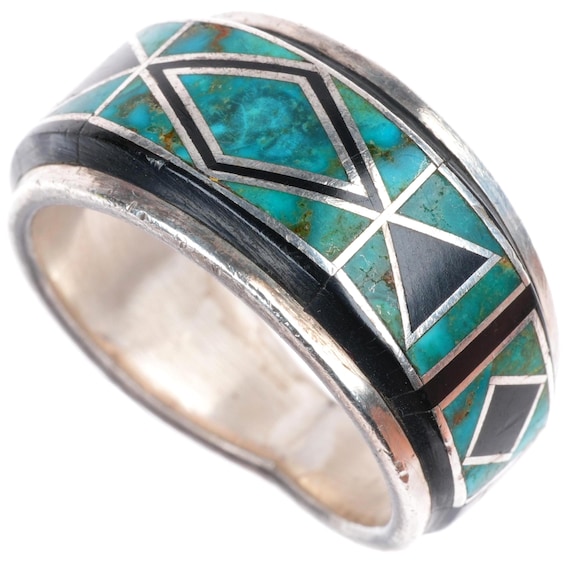 Sz12 Juan Willie Navajo Valentin A Gem Turquoise Inlay Sterling