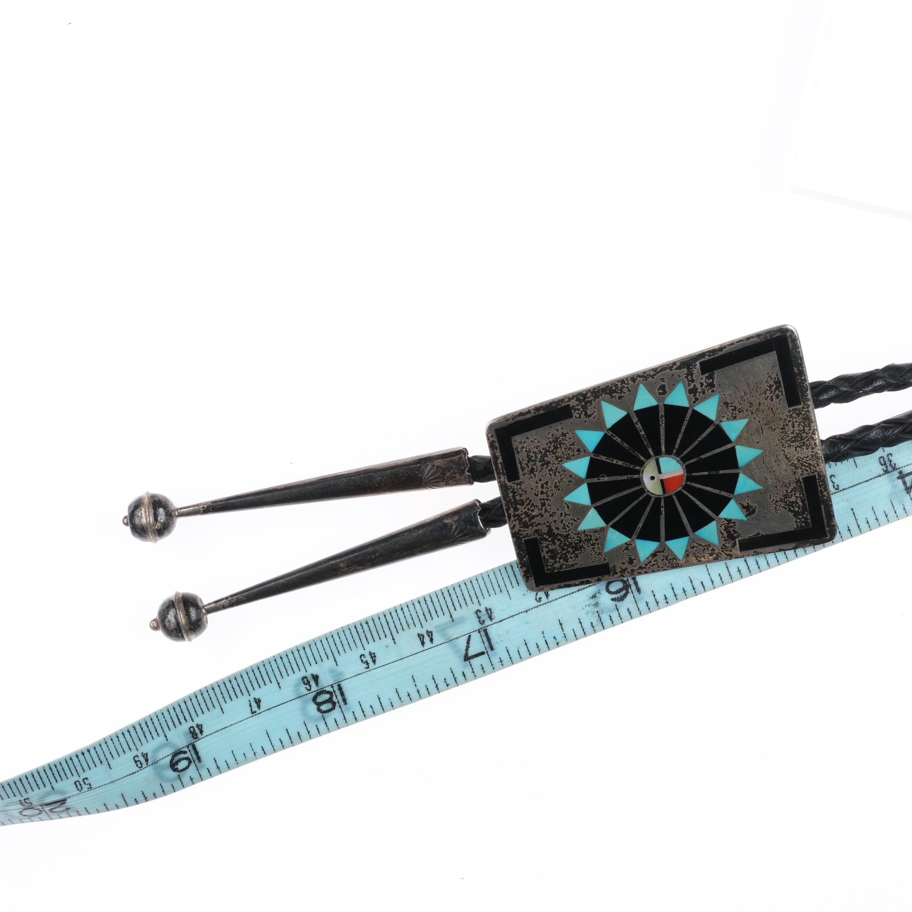 1970's Fred and Lolita Natachu Zuni Sterling Silver Inlaid