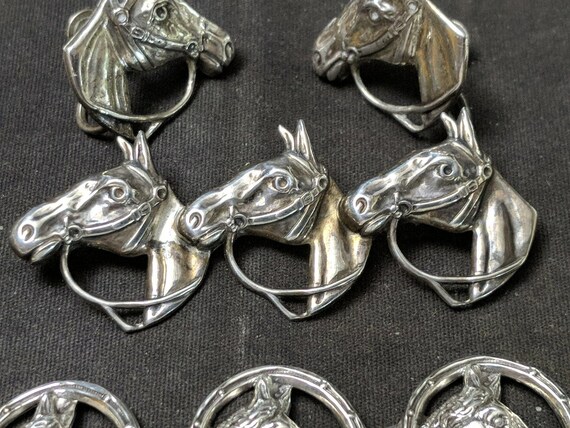 1950's Beau Sterling Horses Brooch Bracelet Screw… - image 5