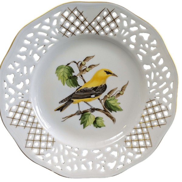 Hand Painted 1990 Bird of the Year Plate 21/30 Oriole Schumann Vogel see jahres