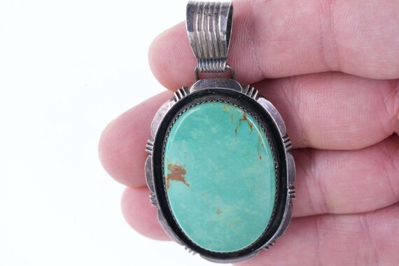 Vintage Navajo Sterling/turquoise pendant - image 3