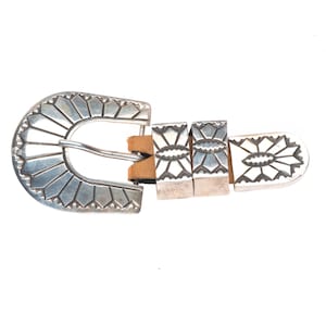 Vintage Navajo sterling silver ranger belt buckle set 3/4&quot; NOS