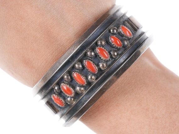 1970's Modernist Navajo Jackie Singer coral cuff - Gem