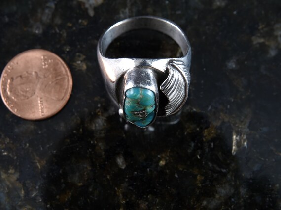 sz11 Old Pawn Navajo sterling/turquoise ring - image 3