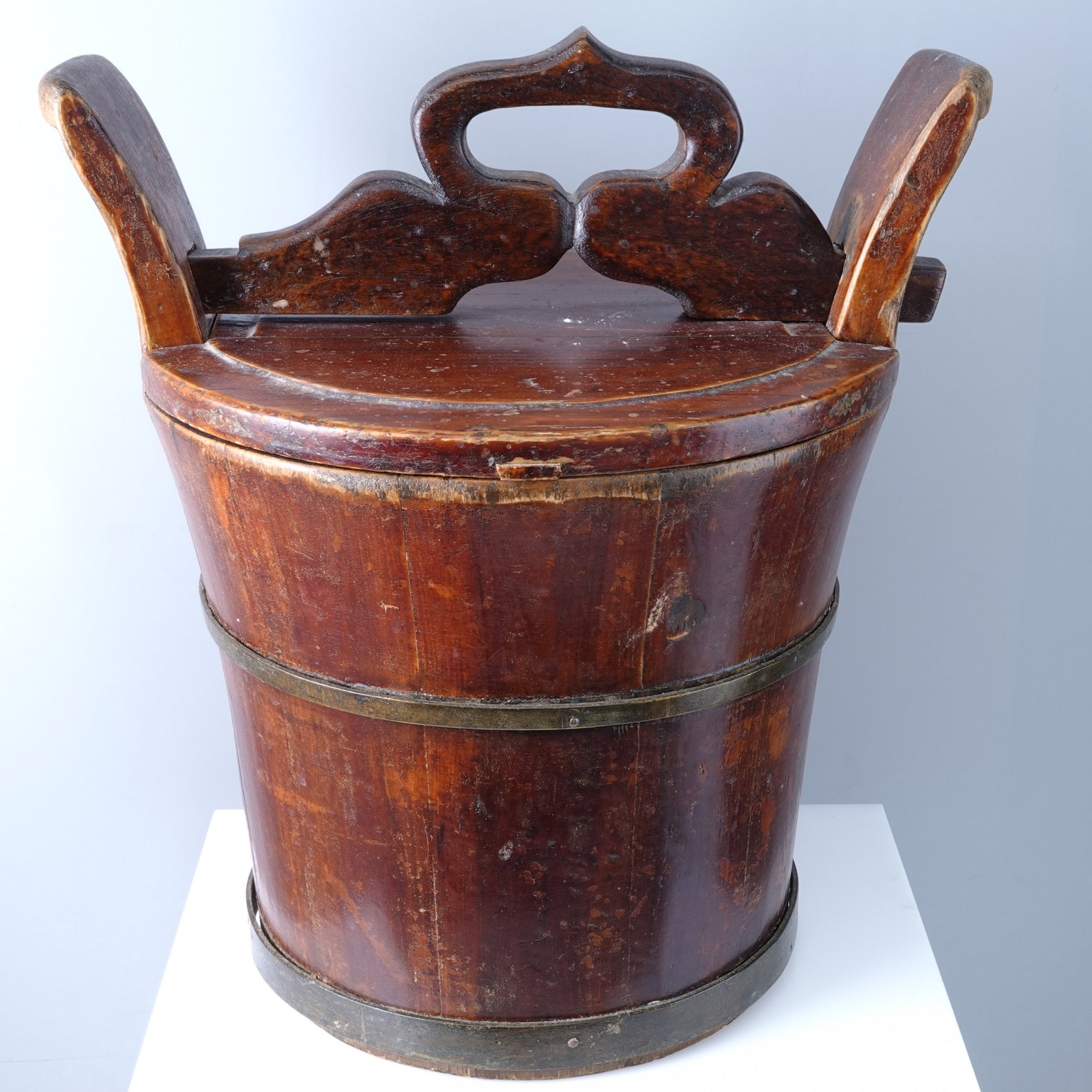 Antique Chinese Wooden Water Bucket With Puzzle Lid Etsy Israel