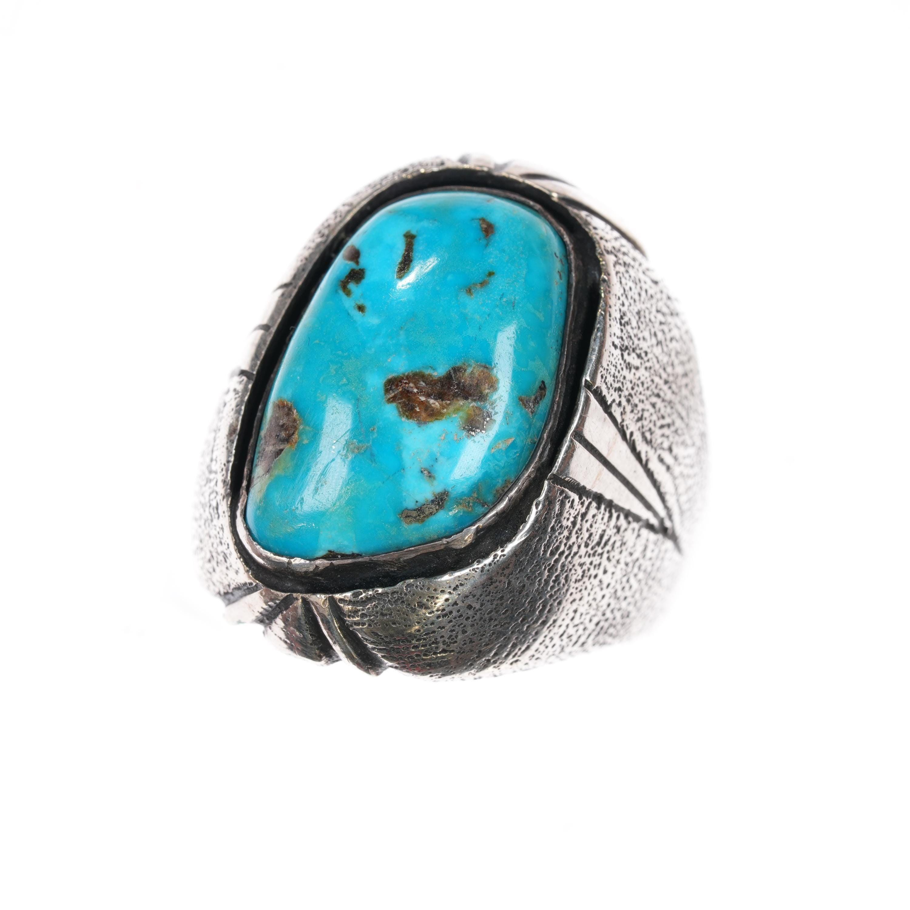 Sz12 Harry H Begay Navajo Vintage Sterling Ring W/turquoise