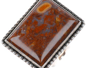 sz7 vintage southwestern sterling silver petrified wood agate/jasper ring
