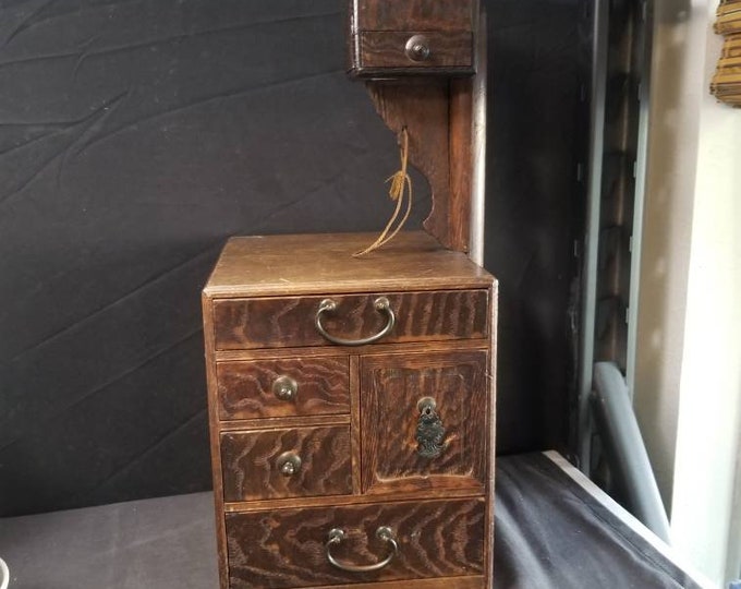 Antique Japanese Sewing Box Haribako With Drawers Pin Cushion Etsy