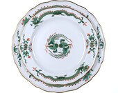 Meissen Green Dragon with Red dot accent Dinner and Salad plates
