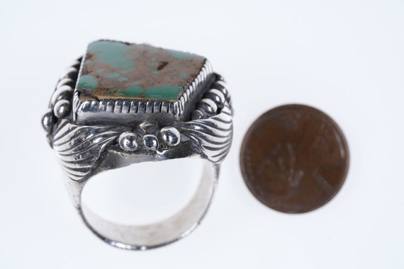 Sz13 Huge 51 gram Navajo Sterling and Turquoise S… - image 4