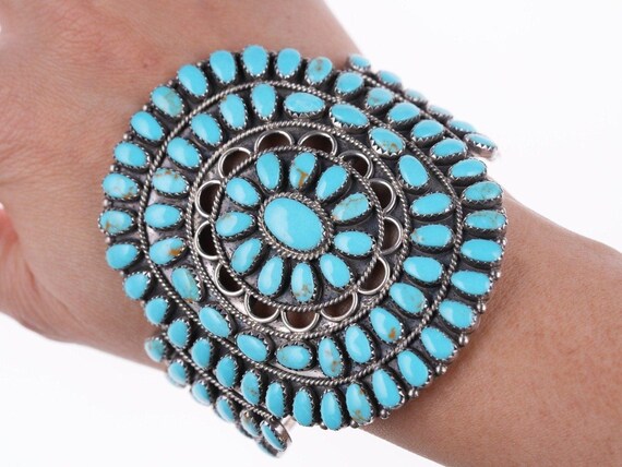Betsy Nez Vintage Native American Navajo Turquoise Sterling Silver Bracelet Betsy Nez Vintage Native American Navajo Turquoise Sterling Silver Bracelet