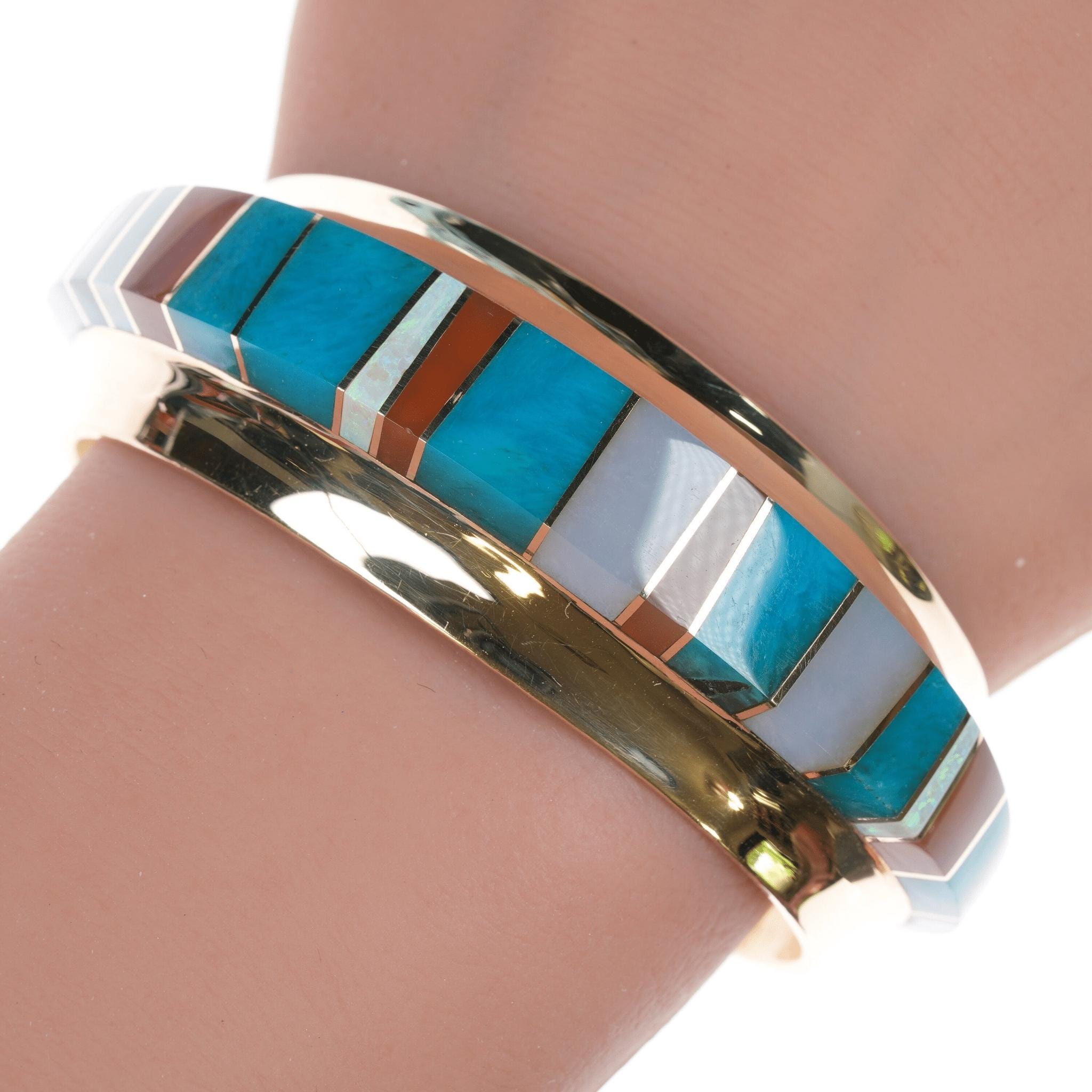 Important Vintage Navajo David Tune 'Natural Damale' Turquoise Native American Jewelry Silver Bracelet Important Vintage Navajo David Tune 'Natural Damale' Turquoise Native American Jewelry Silver Bracelet
