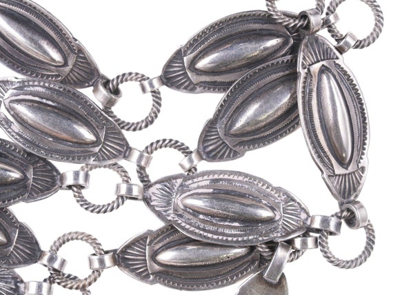 1940's Navajo heavy stamped silver necklace - image 2